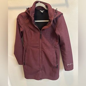 Women's Eddie Bauer Fleece Lines Trench Coat Maroon XS